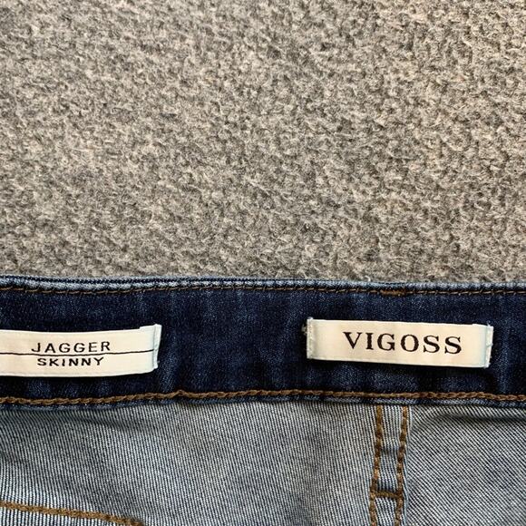 Vigoss Jeans Womens 29 Blue Jagger Skinny Distressed Raw Hem Skinny Stretch - Picture 7 of 10